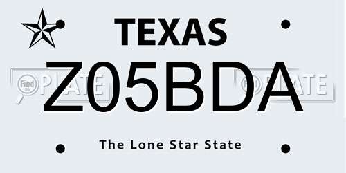 Z05BDA Texas License Plate