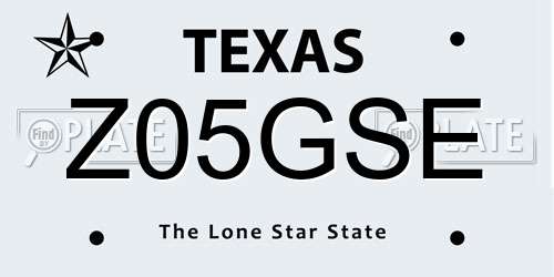 Z05GSE Texas License Plate