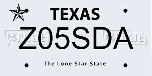 Z05SDA Texas License Plate