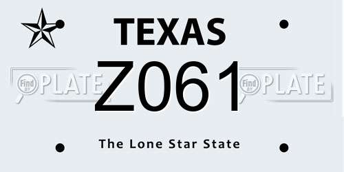 Z061 Texas License Plate