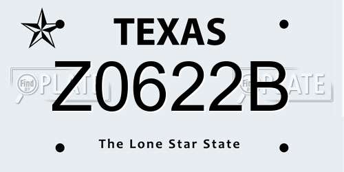 Z0622B Texas License Plate