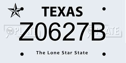 Z0627B Texas License Plate