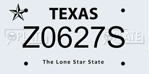 Z0627S Texas License Plate
