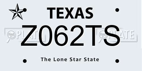 Z062TS Texas License Plate