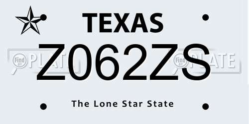 Z062ZS Texas License Plate
