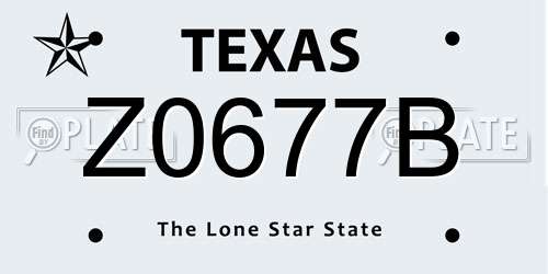 Z0677B Texas License Plate