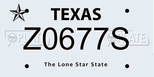 Z0677S Texas License Plate