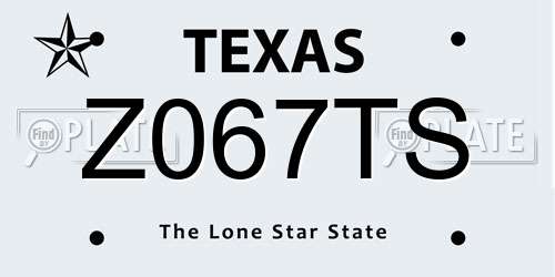 Z067TS Texas License Plate