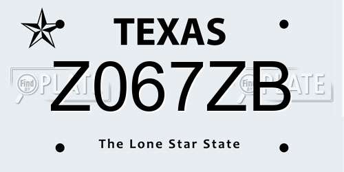 Z067ZB Texas License Plate