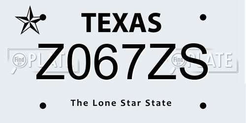Z067ZS Texas License Plate