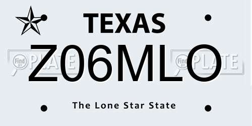Z06MLO Texas License Plate