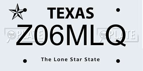 Z06MLQ Texas License Plate