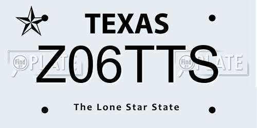 Z06TTS Texas License Plate