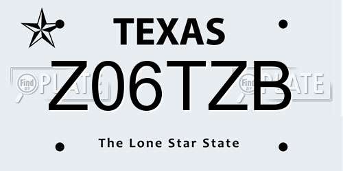 Z06TZB Texas License Plate