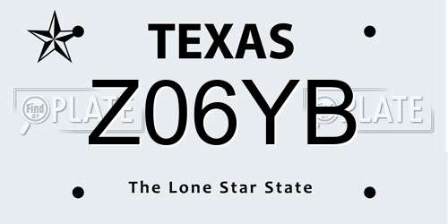 Z06YB Texas License Plate
