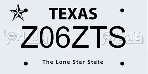 Z06ZTS Texas License Plate