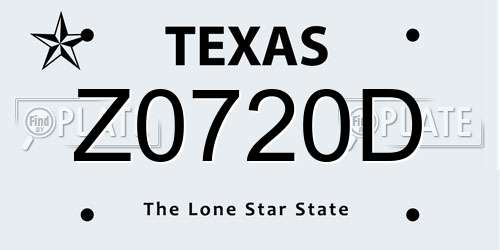 Z0720D Texas License Plate