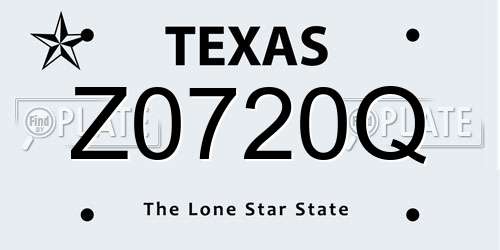Z0720Q Texas License Plate
