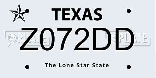 Z072DD Texas License Plate