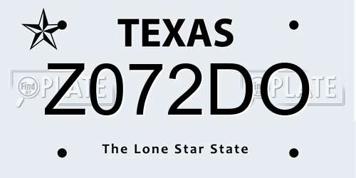 Z072DO Texas License Plate