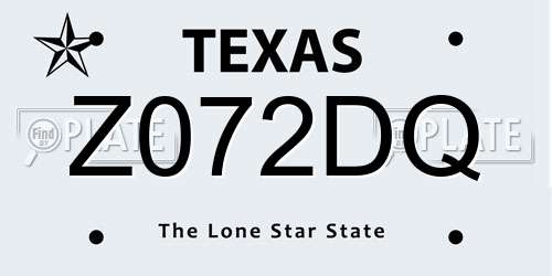 Z072DQ Texas License Plate