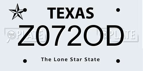 Z072OD Texas License Plate