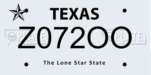 Z072OO Texas License Plate