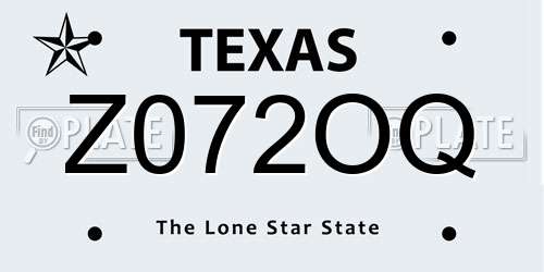 Z072OQ Texas License Plate