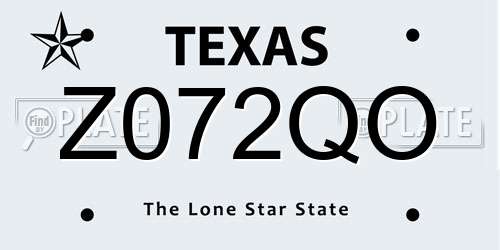 Z072QO Texas License Plate