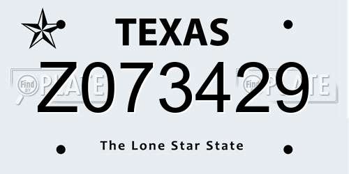 Z073429 Texas License Plate