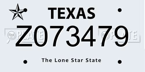 Z073479 Texas License Plate