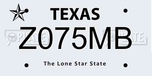 Z075MB Texas License Plate