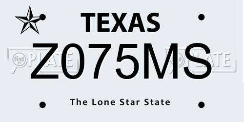 Z075MS Texas License Plate