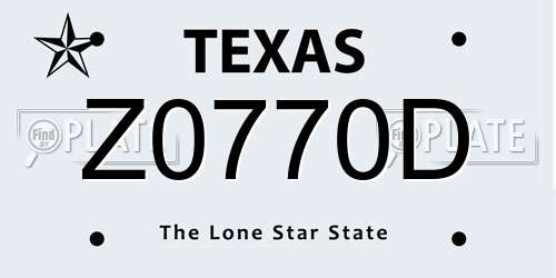 Z0770D Texas License Plate