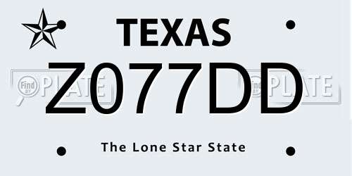 Z077DD Texas License Plate