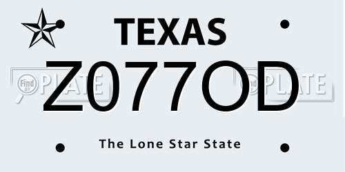 Z077OD Texas License Plate