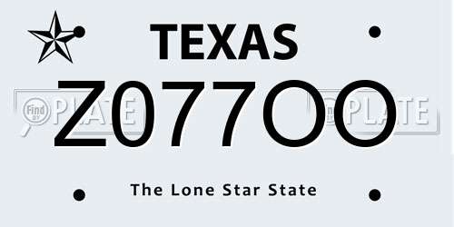 Z077OO Texas License Plate