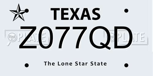 Z077QD Texas License Plate