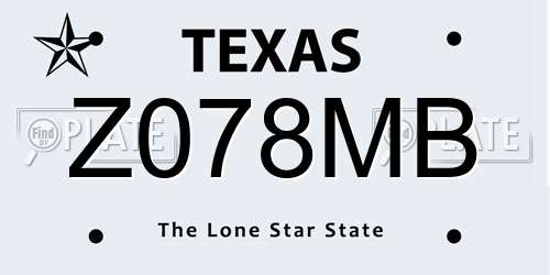 Z078MB Texas License Plate