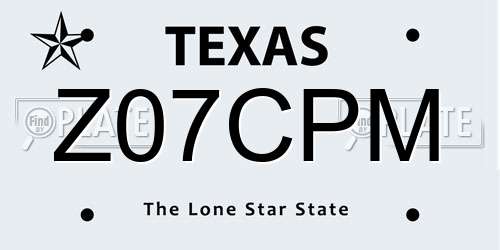 Z07CPM Texas License Plate