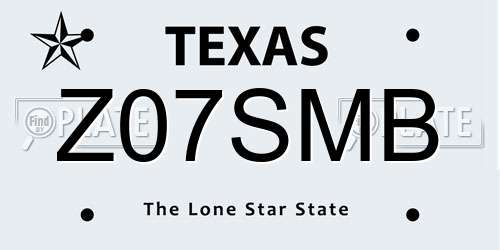 Z07SMB Texas License Plate