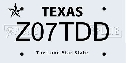 Z07TDD Texas License Plate
