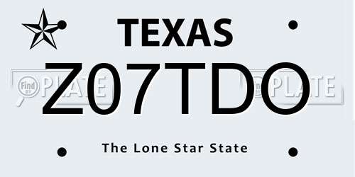 Z07TDO Texas License Plate