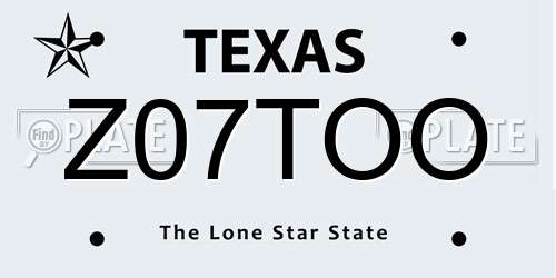 Z07TOO Texas License Plate