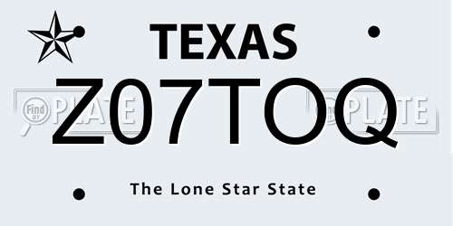Z07TOQ Texas License Plate