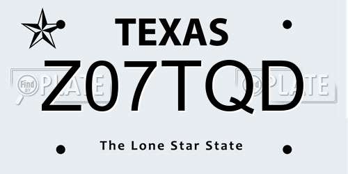 Z07TQD Texas License Plate
