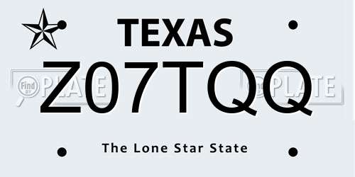 Z07TQQ Texas License Plate