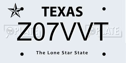 Z07VVT Texas License Plate