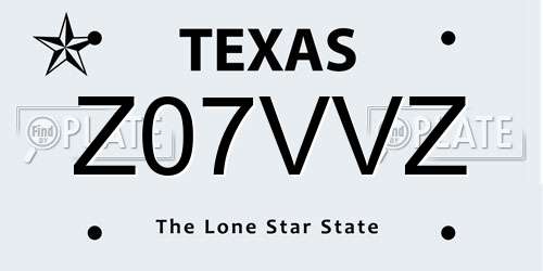 Z07VVZ Texas License Plate