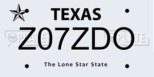 Z07ZDO Texas License Plate